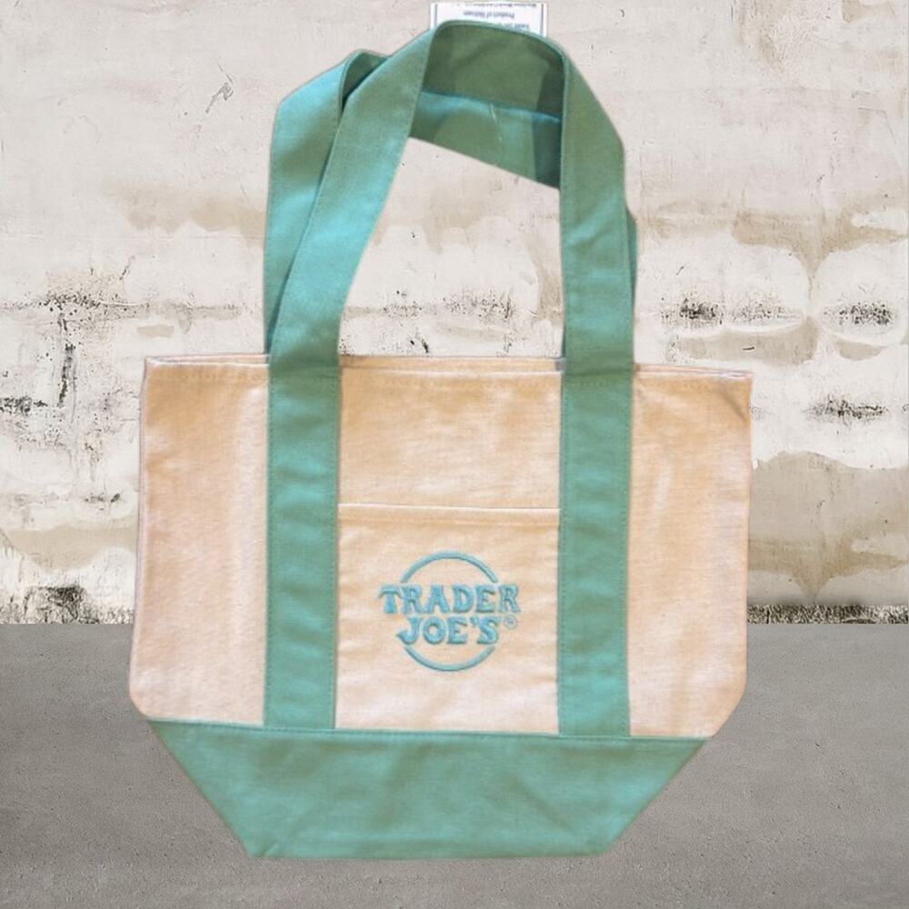 Trader Joe's 2026 Release Mini Pastel Canvas Tote Bags Green NWT